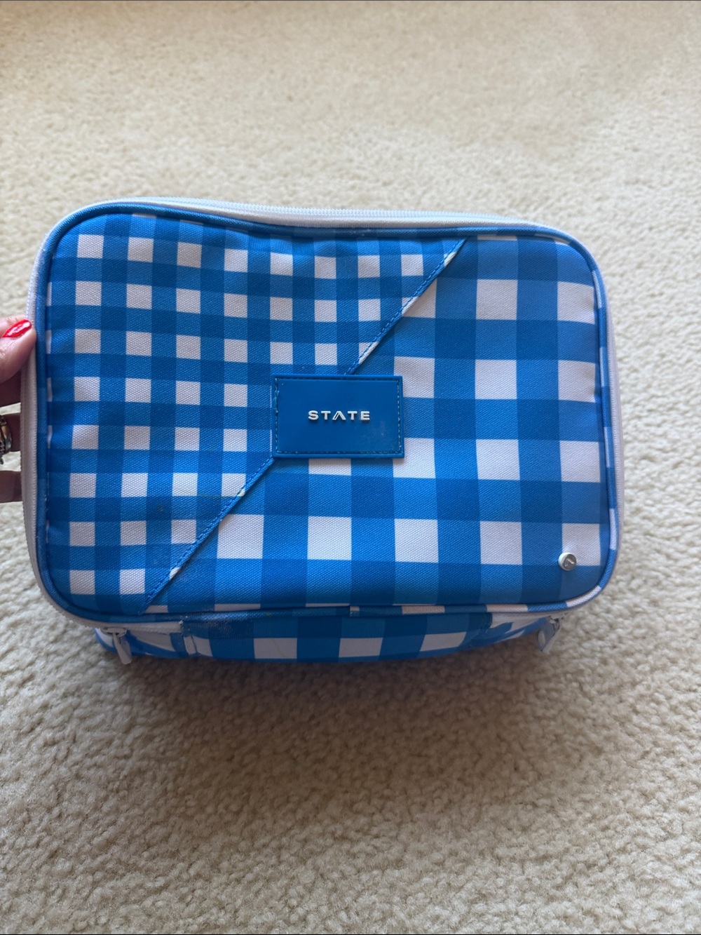 STATE Blue and White Gingham Lunchbox